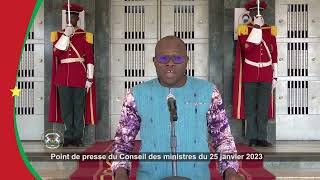 Point de presse du Conseil des ministres de ce jour, mercredi 25 janvier 2023.