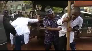 SHOCKING: Uganda Police caught on camera arresting medical interns who were marching to Parliament.