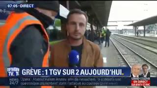 Ce matin à Lille, incident entre un journaliste et un gréviste excédé de Bfm tv