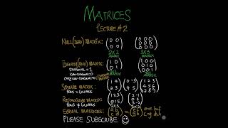 MATHEMATICS || Zero, Identity, Square & Rectangular Matrices || Lecture 2 || #maths