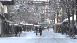 Christmas Shoppers in light snow