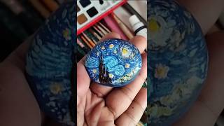 Starry night painting on stone #stonepainting #artshortsvideo