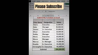 excel tutoring | subtotal formula in excel | how to use subtotal in excel