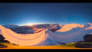 off piste skiing at sunset in the heart of Mont Blanc