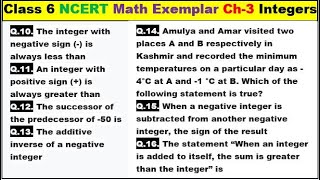 Class 6 Math Ch-3 Q 10 to Q 16 Math NCERT Exemplar Solution|MATH|NCERT|Integers|CBSE|Chapter 3|NCERT