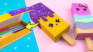 How to make pencil holder with paper🖍 Ice cream theme idea🍢Diy Cute and Easy School Supplies