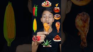 ASMR Food Eating Challenge||😋 Chilli, Chicken, Pomegranate🌶️,🍗,🍓🍩🌽#asmr #mukbang #shorts