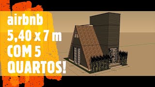 CASA 5,40 x 7,00m PARA TEMPORADAS COM 5 QUARTOS!