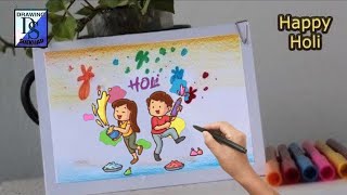 holi festival drawing 2023👀 || holi drawing step by step || happy holi drawing👀 #drawingshekhar