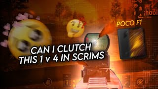 Can I Clutch This 1v4 in Scrims?  🥶 POCO F1 | ANDROID BGMI