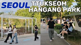 4K This is The Most popular Park In Seoul Ttukseom Hangang Park To Konkuk University Street 2024