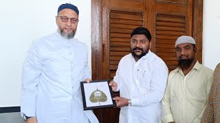 నారాయణఖేడ్, MIM అధ్యక్షుడు అసదుద్దీన్ ఓవైసీకి లీఫ్ ఆర్ట్ బహూకరించిన మోహీద్ పటేల్ #leafart #mim