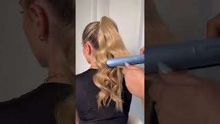 How to style glamourous ghd waves using the ✨ new ✨ ghd chronos straightener in icy blue #ponytail