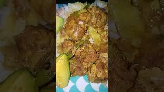 Eating curry turkey neck and white rice  #jamaican food #jamaican style 😋 👌 🌶🇯🇲💯