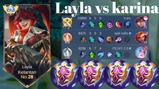 LAYLA VS KARINA❗BUILD ONE SHOT ENEMY DELETE! NICE GAMEPLAY | build top 1 global Layla