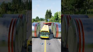 School Bus & Truck Vs Bollard #beamngdrive