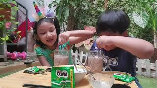 Membuat Milo Dino | Shasya dan Auza bikin Minuman Milo Dino🧋🧋| Belajar Bermain Bareng Shasya 💋