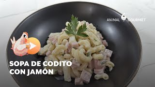 Sopa de coditos con jamón