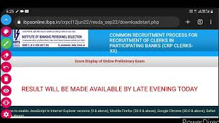 IBPS CLerk 2022 Pre Score Card Link Out|| Exam India ||#IBPSClerk