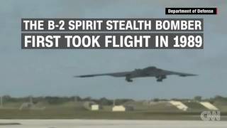 This is never-before-seen, B-2 Spirit stealth bomber in flight