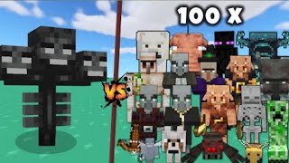 Wither Vs All Mobs In Minecraft |