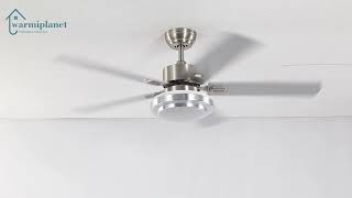 warmiplanet Ceiling Fan with Lights Remote Control, 52 Inch, Brushed Nickel (5-Blades)