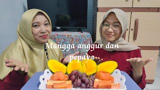 Mukbang buah mangga.anggur dan pepaya‼️seger banget ❤️