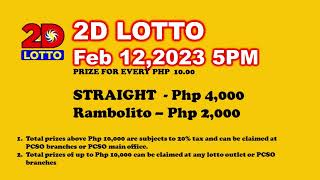 PCSO Lotto Result 5PM draw February 12,2023 2D lotto l 3D lotto