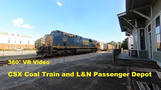 360° VR - CSX Coal Train E040 Passing L&N Passenger Depot in Athens