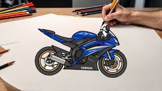 How to draw a Yamaha R6 / drawing Yamaha yzf r6 motorcycle step by step