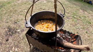 С сыном за грибами, или жарим лисички в казане!