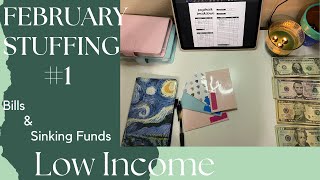 first cash stuffing of february | low & variable income budget | sinking funds | college budget