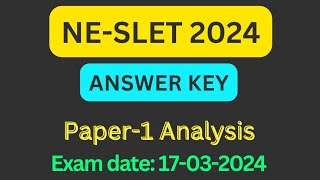 SLET 2024 Answer Key | Paper 1 solution | NE-SLET