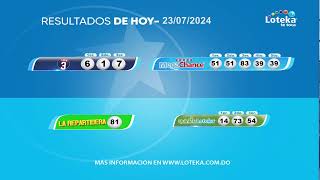 Loteka Lotería Electrónica Sorteo 7:55 PM 23-07-2024.