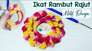 Terlaris.!!! Tutorial "Ikat Rambut Rajut Motif Bunga" || Easy Crochet Hair Tie