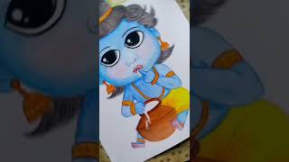 krishna drawing#shorts#youtubeshorts#cute krishna😍#krishna makkhan chor drawing