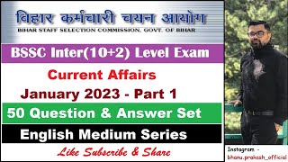 Current Affairs January 2023 | Part - 1 | BSSC Inter Level and Other exams | #bsscinterlevelexam