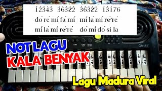 NOT LAGU PIANO/PIANIKA "KALA BENYAK"  LAGU MADURA YANG LAGI VIRAL !!