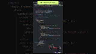 How to Create BMI (Body Mass Index ) Calculator 🏋🏻‍♀️ | React Js #shorts #short #ytshorts #reactjs