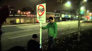 Nocturnal Manoeuvres: Placing TTIP Protest boards around the City of Bristol.