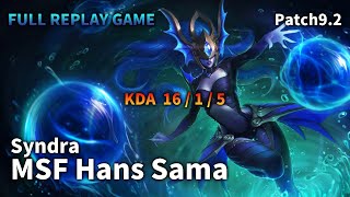 MSF Hans Sama BOTTOM Syndra VS Yasuo Replay S9 / 바텀 신드라 VS 야스오 관전 시즌9 - 16/1/5 Patch 9.22 EUW1