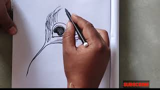 How to draw Lord Krishna beside peacock feathers||Lord Krishna drawing with marker