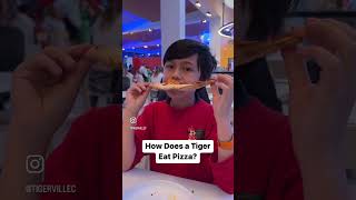 How Does a Tiger Eat Pizza #shorts