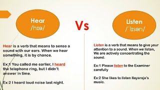 Hear Vs Listen The difference between two words in English