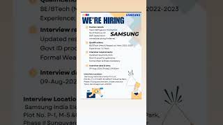 #samsung#electronics#hiring#refrigerator#production#manufacturing#engineering#diploma#chennai#plant🌸