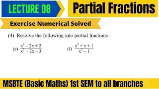 Partial Fractions  Lec 8 || MSBTE Diploma || 1st Sem || Basic Mathematics || by Darshan Academy