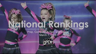 March 7, 2024 - National Rankings for Prep, Competitive Rec, and Dance Divisions