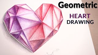 How to draw a geometric heart/Valentine`s Day Art