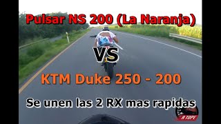 Pulsar NS200 (La NARANJA🍊) VS Duke 250 - 200 (KTM) | Se unen RX 100 -115 Demonias 👹👹| Mira el final🤯