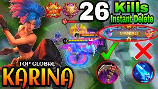 Karina Easy Maniac Instant Delete Enemy |Karina Gameplay| |Top Global| |Best Build| By:ᴍᴄʟᴏᴠɪɴ -MLBB